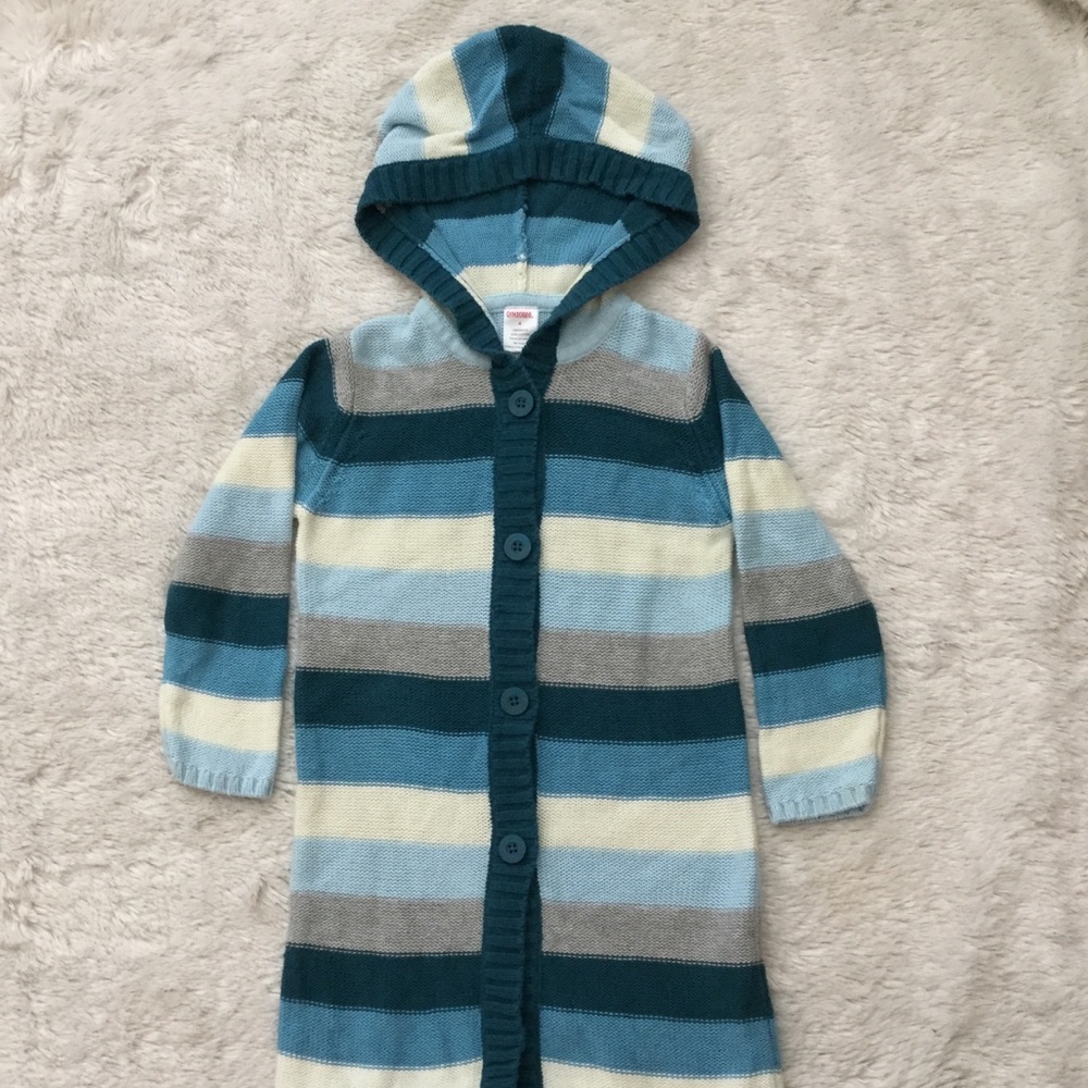 Gymboree Striped button up hooded sweater.